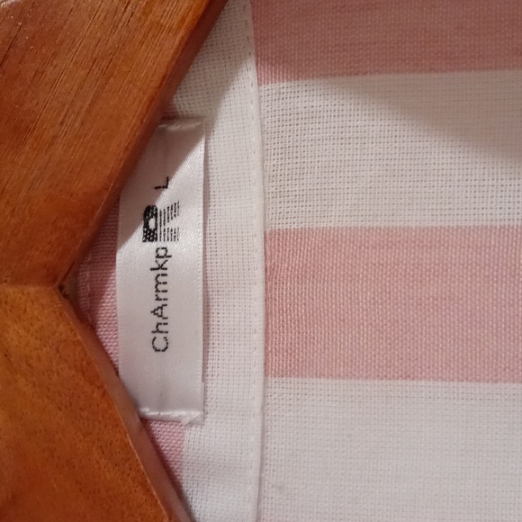 💗ChArmkpR💗 - Men's Pink/White Stripe S/S Button Down - Picture 3 of 8